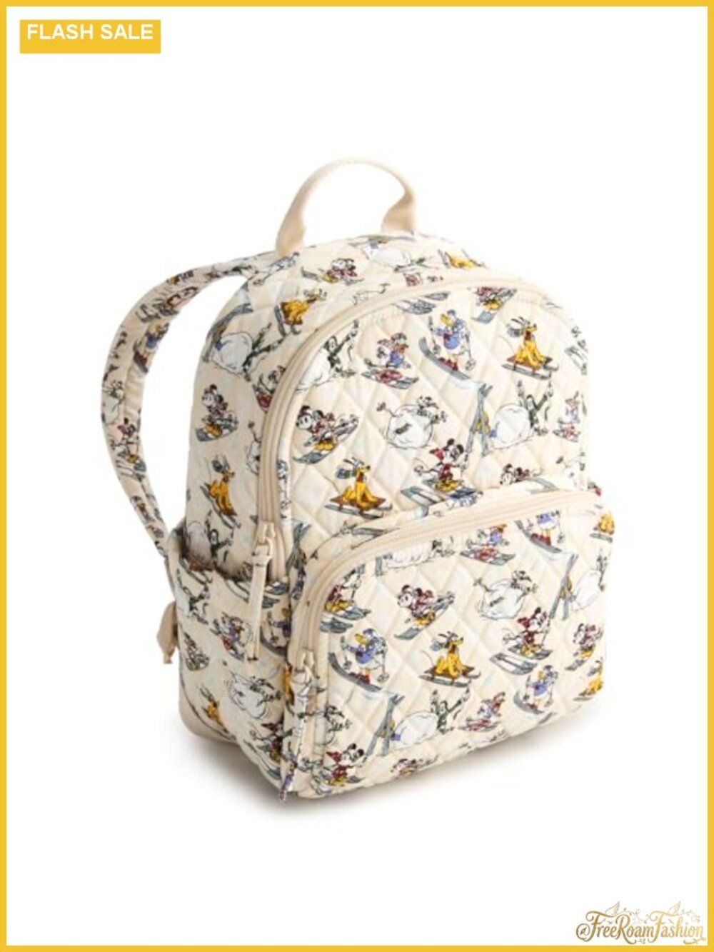 Quilted Cotton Small Travel Backpack with Pockets, Machine Washable